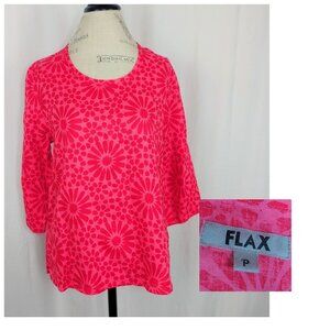 Flax Pink Red Linen Blouse Top Petite Medium
